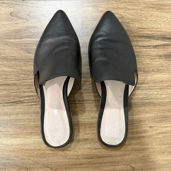 Madewell The Gemma Mules Flats Shoes Womens Size 7 Black Leather Slip On - Picture 1 of 6